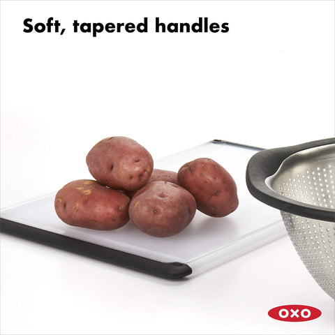 OXO Good Grips Cutting Board dishwasher-safe for easy cleaning after meal prep.