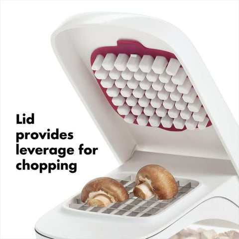 Removable grid on the OXO Good Grips chopper for easy cleaning between blades.