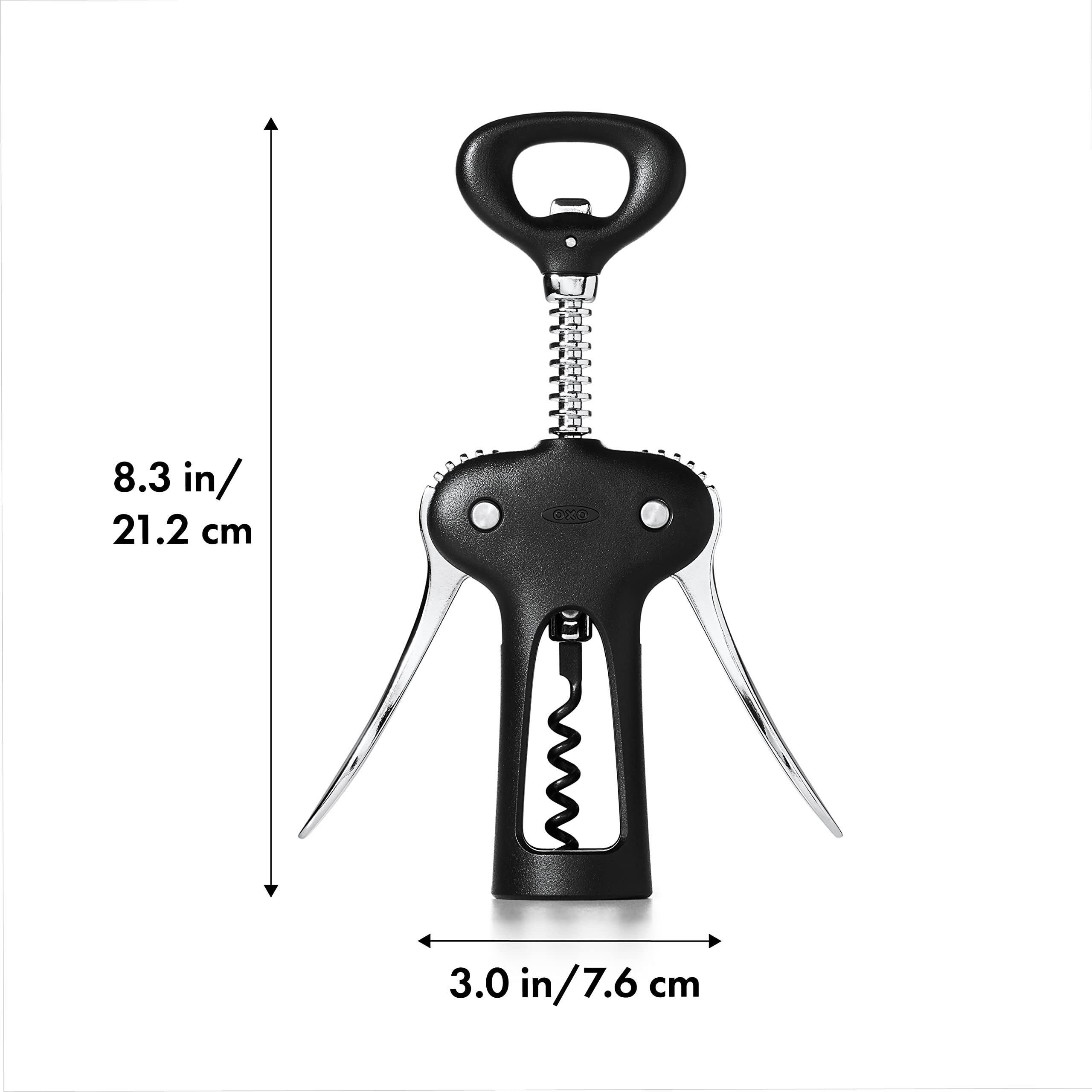 OXO Good Grips Winged Corkscrew with built-in bottle opener aids quick bottle openings