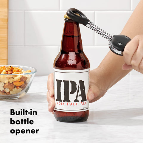 OXO Good Grips Winged Corkscrew contoured turning knob stays steady on bottles for precise corking