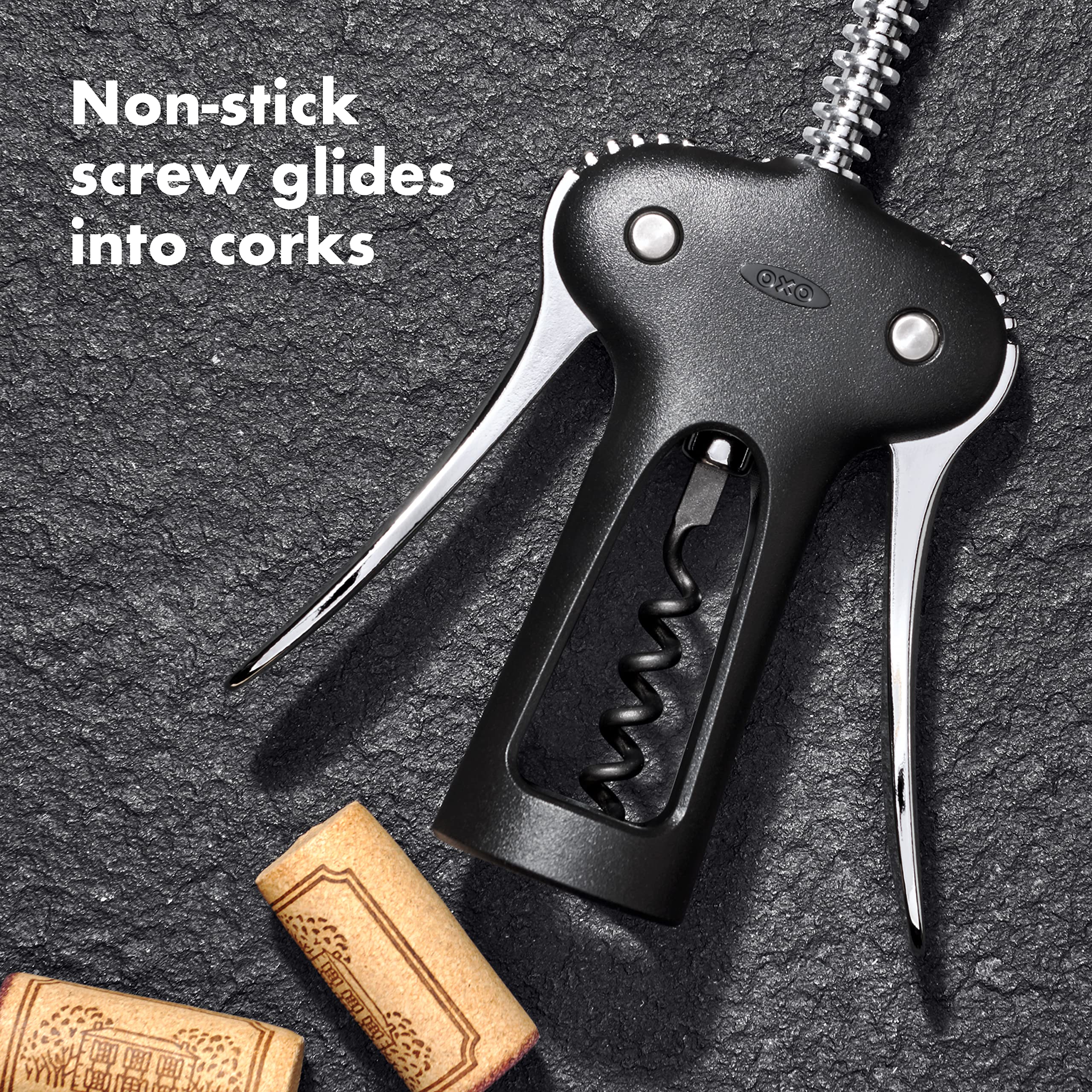 OXO Good Grips Winged Corkscrew ergonomic wings for comfortable leverage