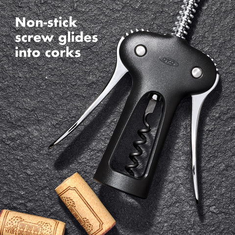 OXO Good Grips Winged Corkscrew ergonomic wings for comfortable leverage