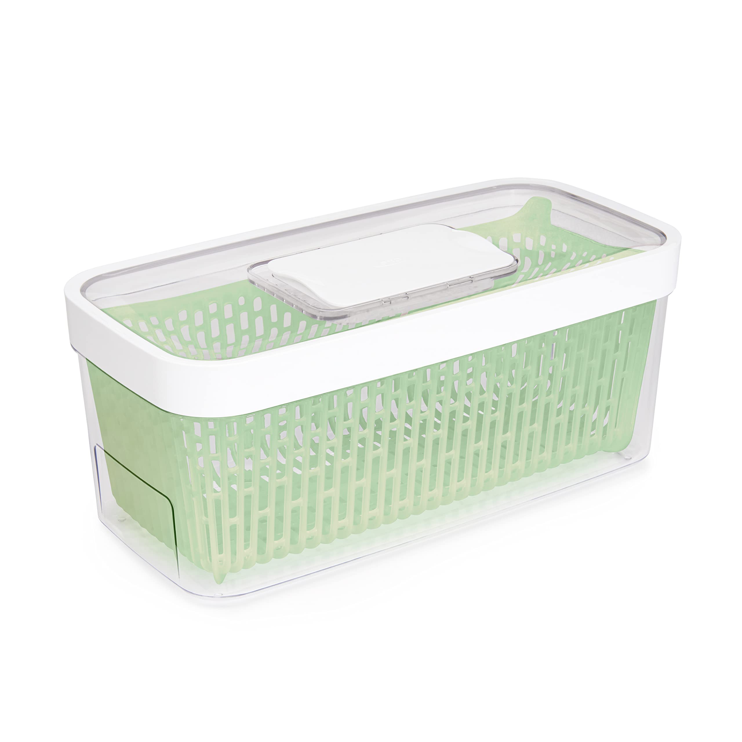 OXO GreenSaver Produce Keeper top view showcases its large 5 qt capacity for fresh produce