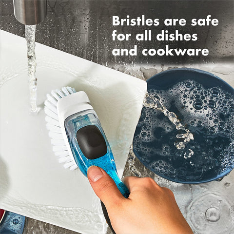 OXO New Good Grips silicone valve ready to dispense soap for dishes.