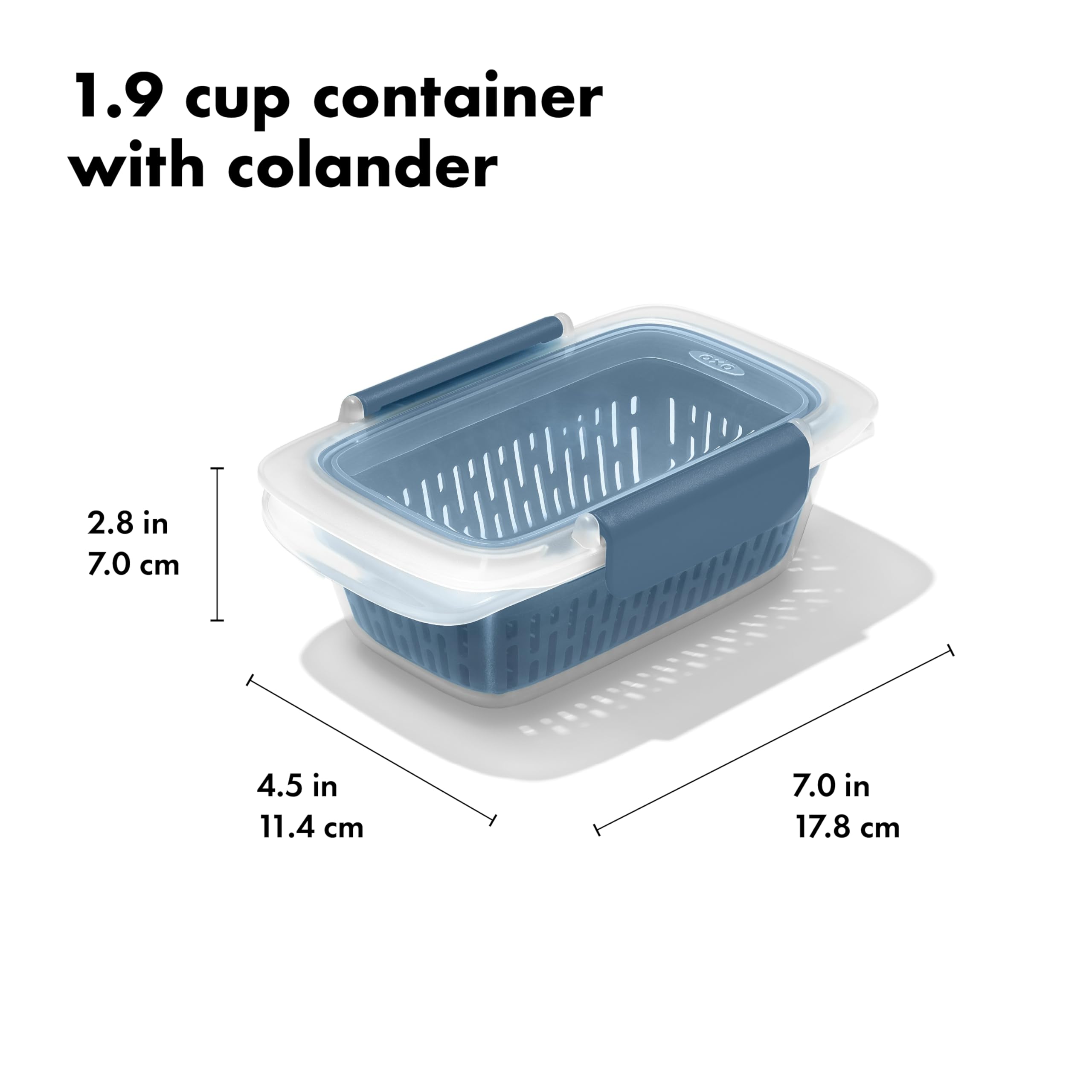 Ocean Blue Prep & Go container fits snacks and portions neatly in the fridge.