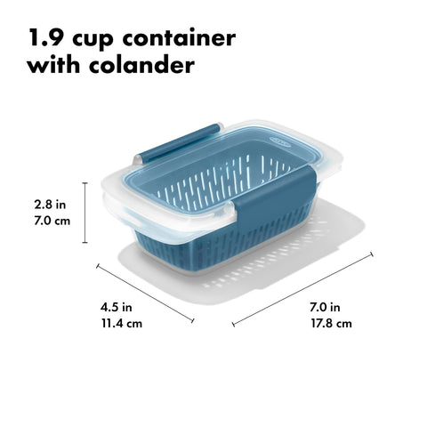 Ocean Blue Prep & Go container fits snacks and portions neatly in the fridge.
