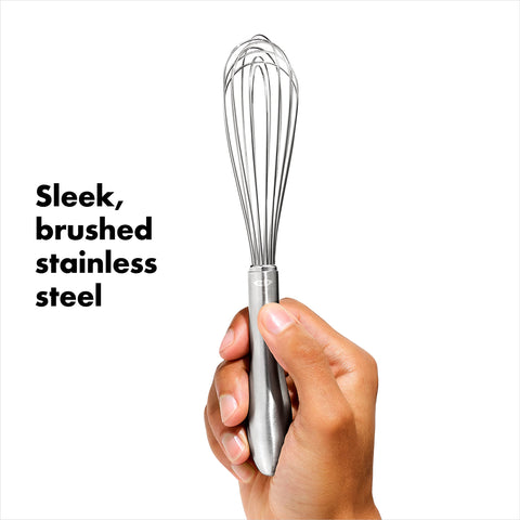 OXO SteeL 9-Inch Whisk wires blend ingredients efficiently