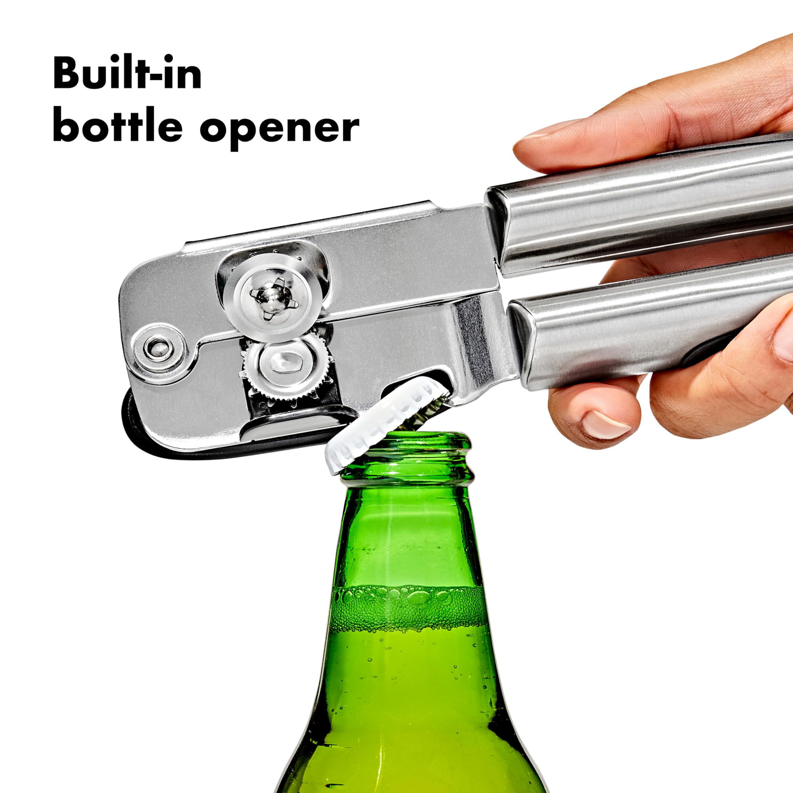 OXO SteeL Can Opener constructed with durable stainless-steel build