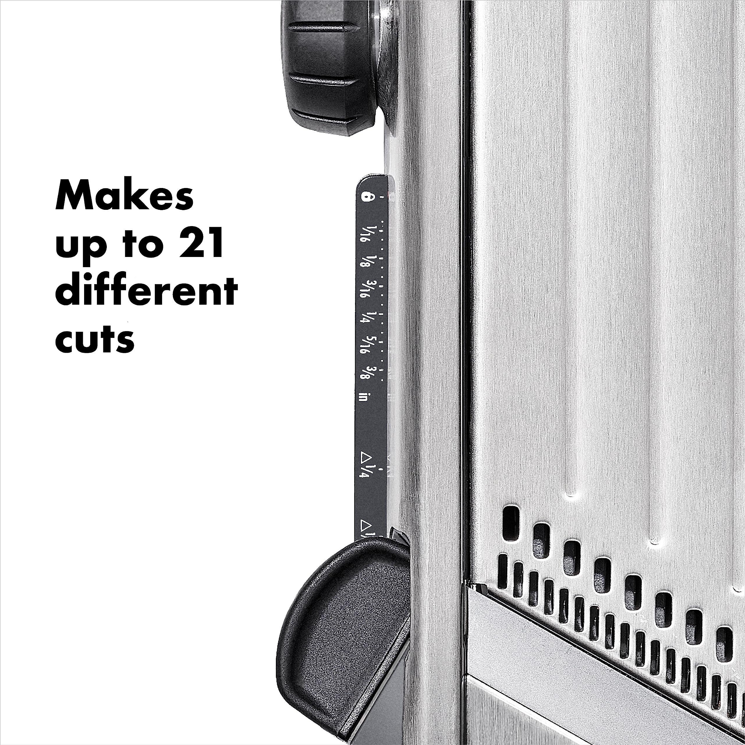 OXO SteeL Mandoline 2.0 safety cover protects blades between uses.