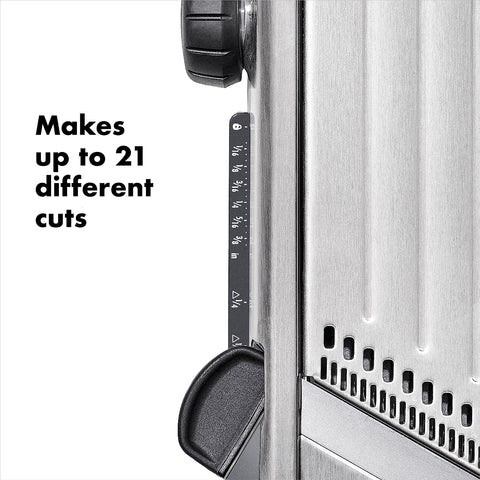 OXO SteeL Mandoline 2.0 safety cover protects blades between uses.