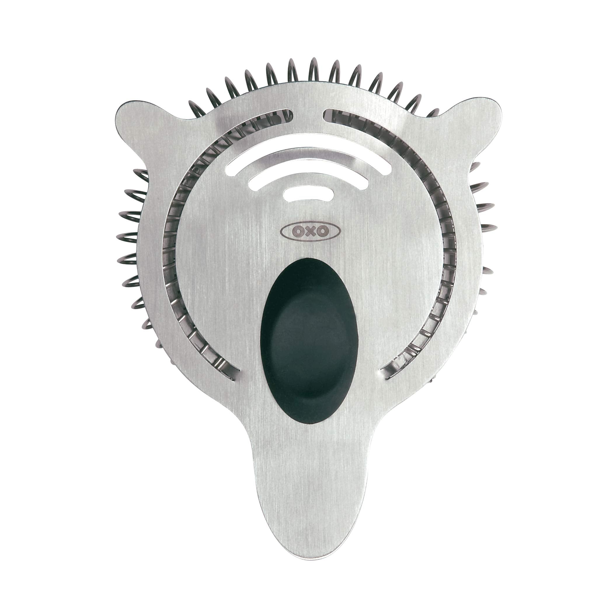 OXO SteeL Cocktail Strainer pour action reducing drips for a clean bar