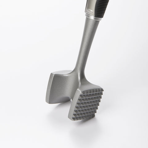Tenderizes by pounding for even texture across cuts.