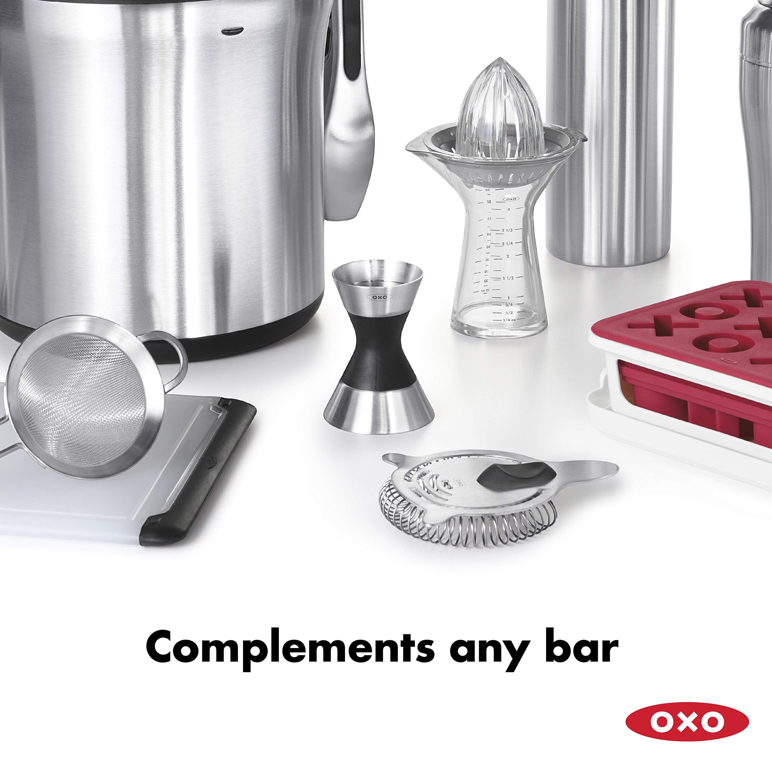 OXO SteeL Double Jigger laser-etched dials resist wear over time for reliable use.