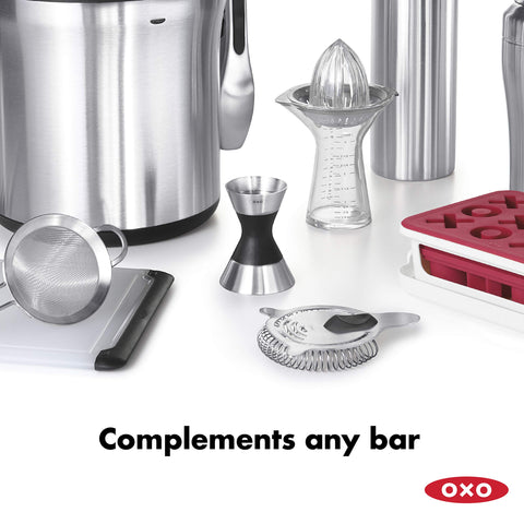 OXO SteeL Double Jigger laser-etched dials resist wear over time for reliable use.