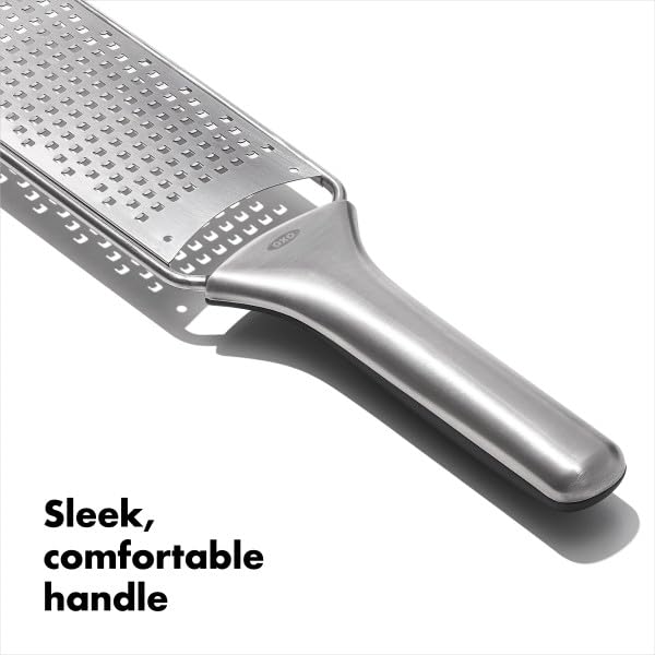 OXO Steel Grater with ergonomic handle for comfortable prep.