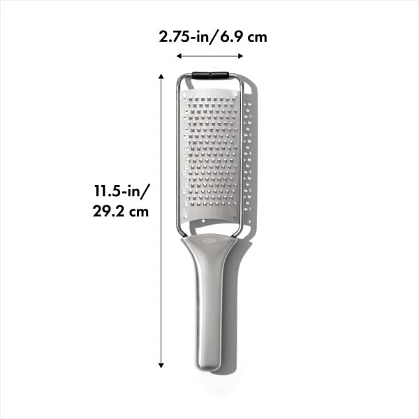 OXO Steel Grater compact design ideal for space-saving storage.
