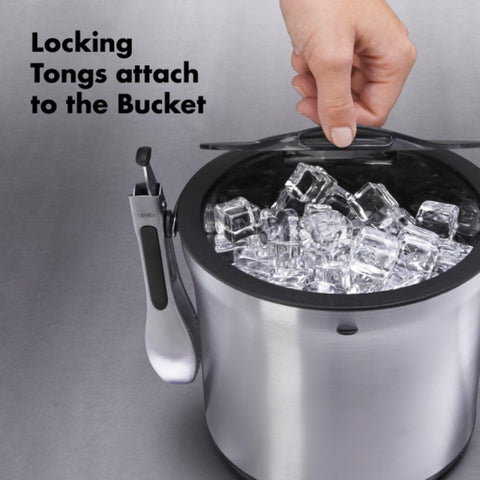 Deep channels separate melted water from remaining ice in the bucket.