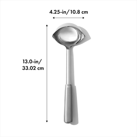 OXO Steel Ladle dishwasher-safe design simplifies cleanup after family meals.