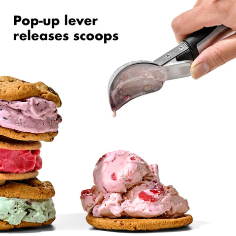 Soft non-slip grip on the OXO scoop reduces hand fatigue