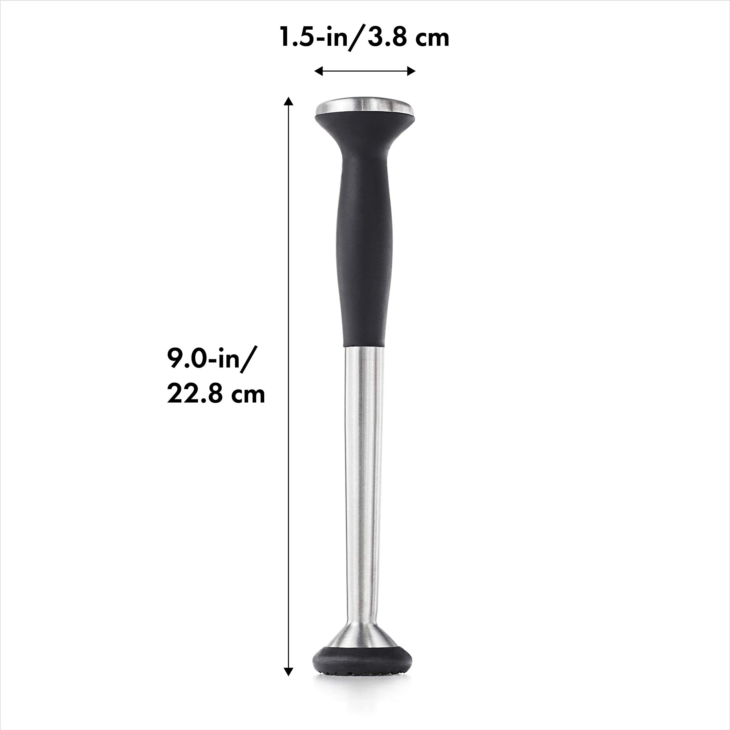 OXO SteeL Muddler's die-cast zinc body offers durable daily use.