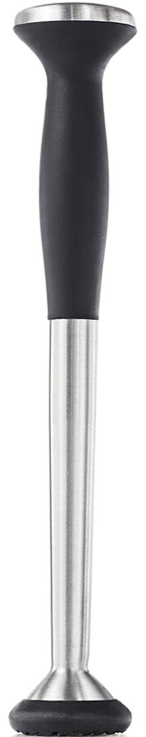OXO SteeL Muddler with nylon head mashes herbs without scratching glass.