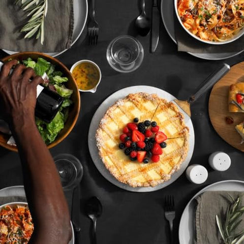 OXO Steel Pie Server sliding under food for easy lift