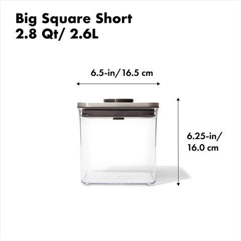 OXO Steel POP flour container with fill line for easy measuring.