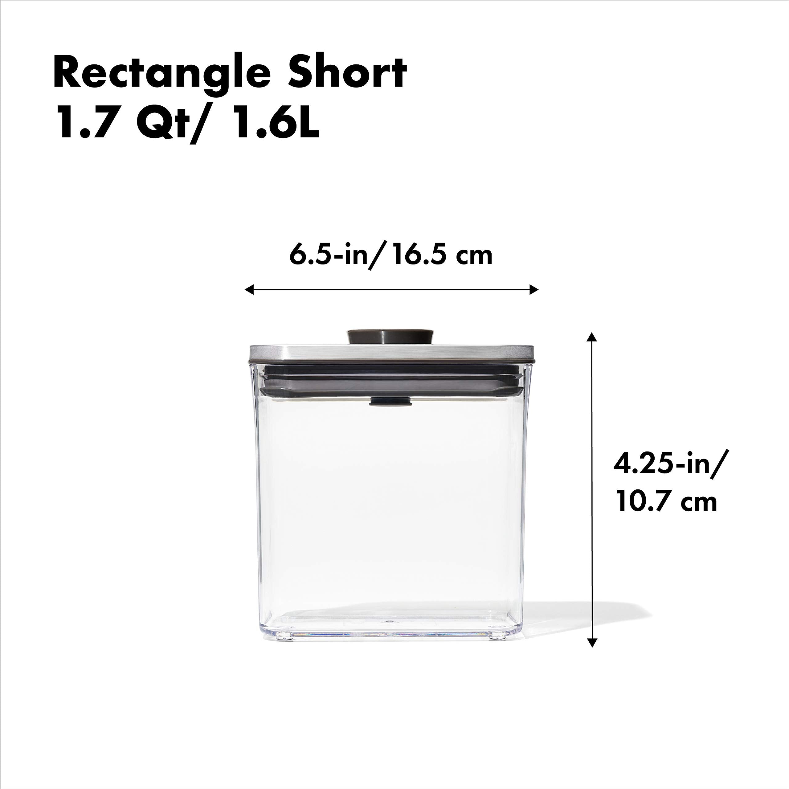 OXO Steel POP 1.7 qt dishwasher-safe container with gasket for easy cleaning.