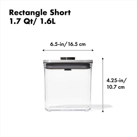 OXO Steel POP 1.7 qt dishwasher-safe container with gasket for easy cleaning.