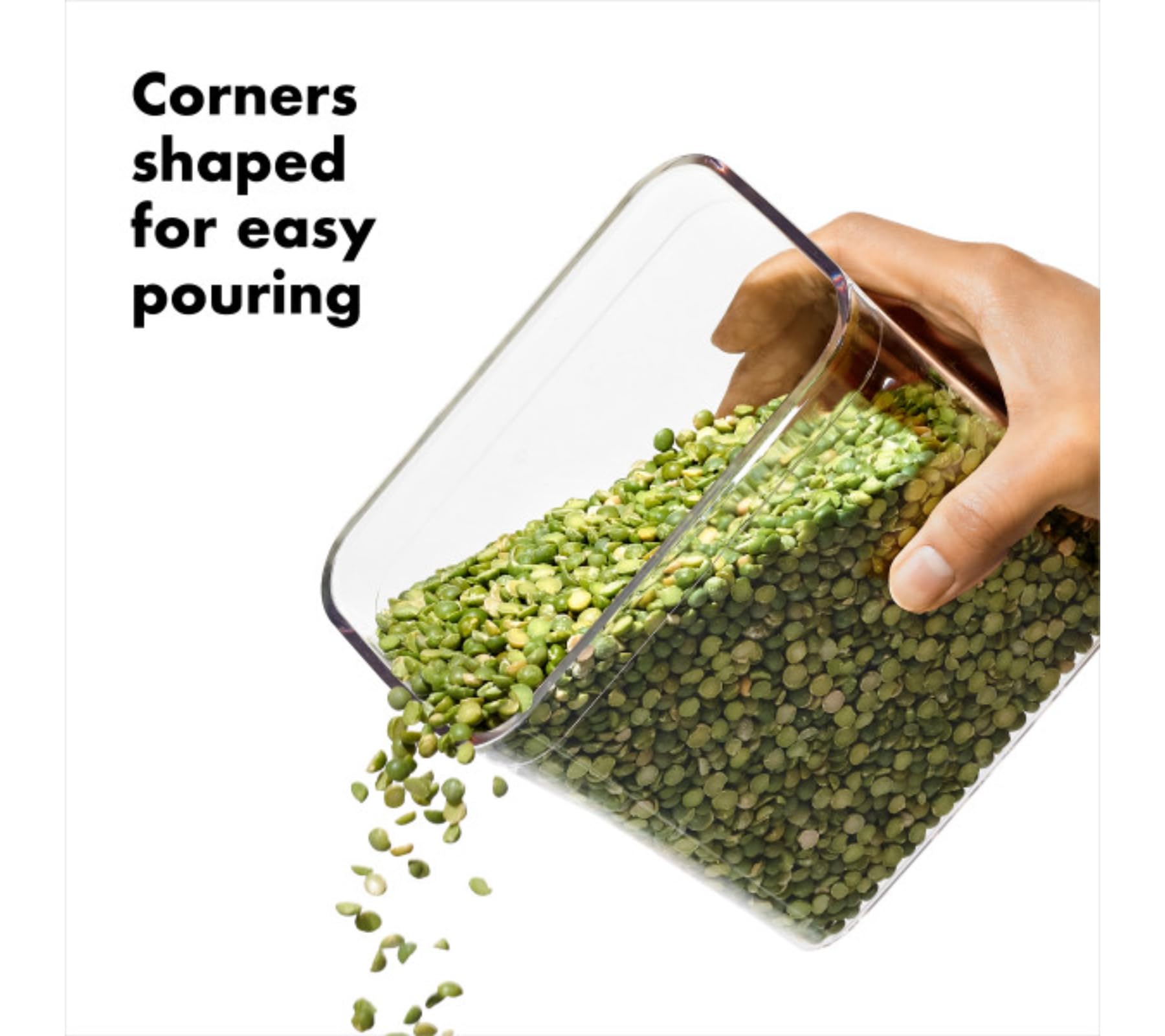 OXO Steel POP 1.7 qt rice container helps pantry stay neat and dry.
