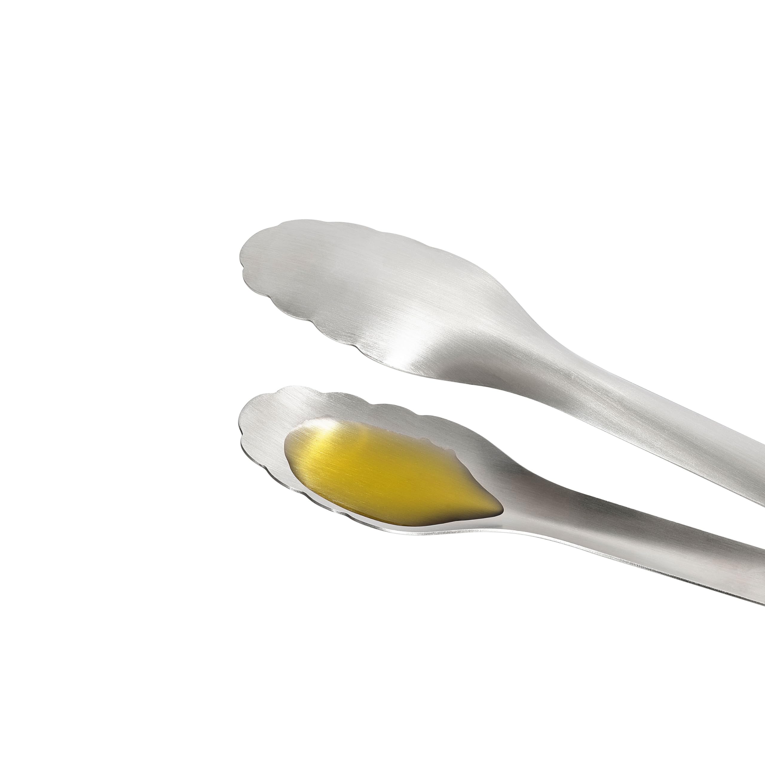 OXO Steel Serving Tongs serving salad with confident even portioning