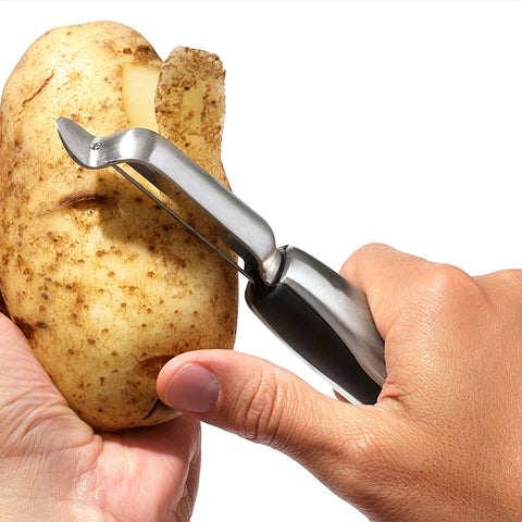 OXO Steel Swivel Peeler blade swivels for easy maneuvering