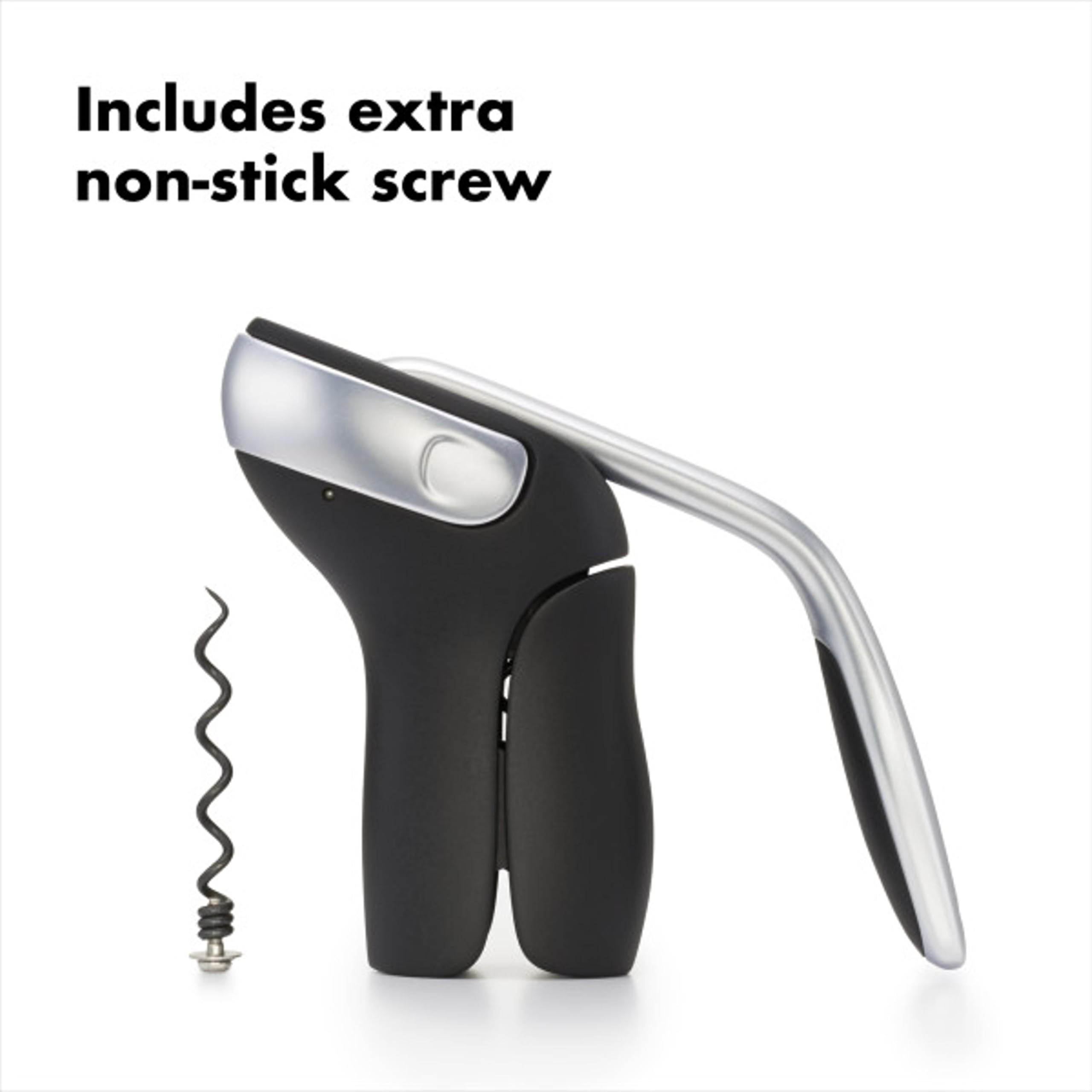 Die-cast zinc handle with soft grip provides comfortable leverage