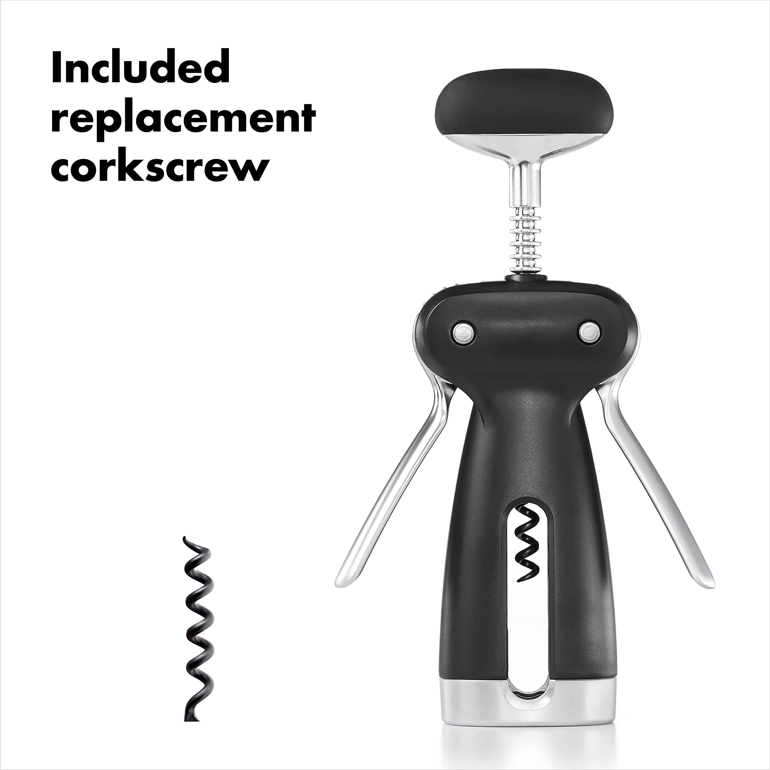 OXO SteeL Winged Corkscrew in action removing a cork smoothly