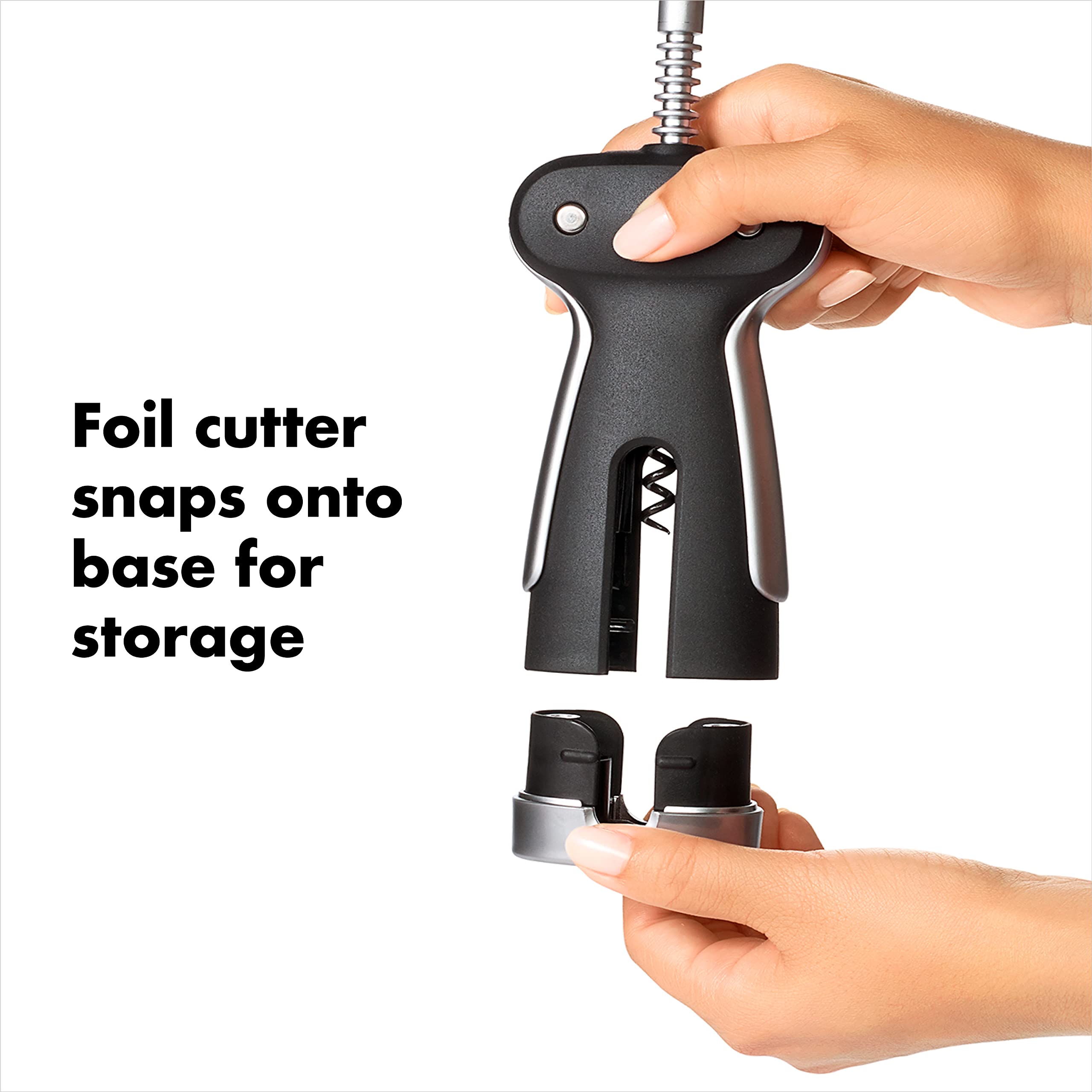 OXO SteeL self-centering screw gently enters the cork for clean removal
