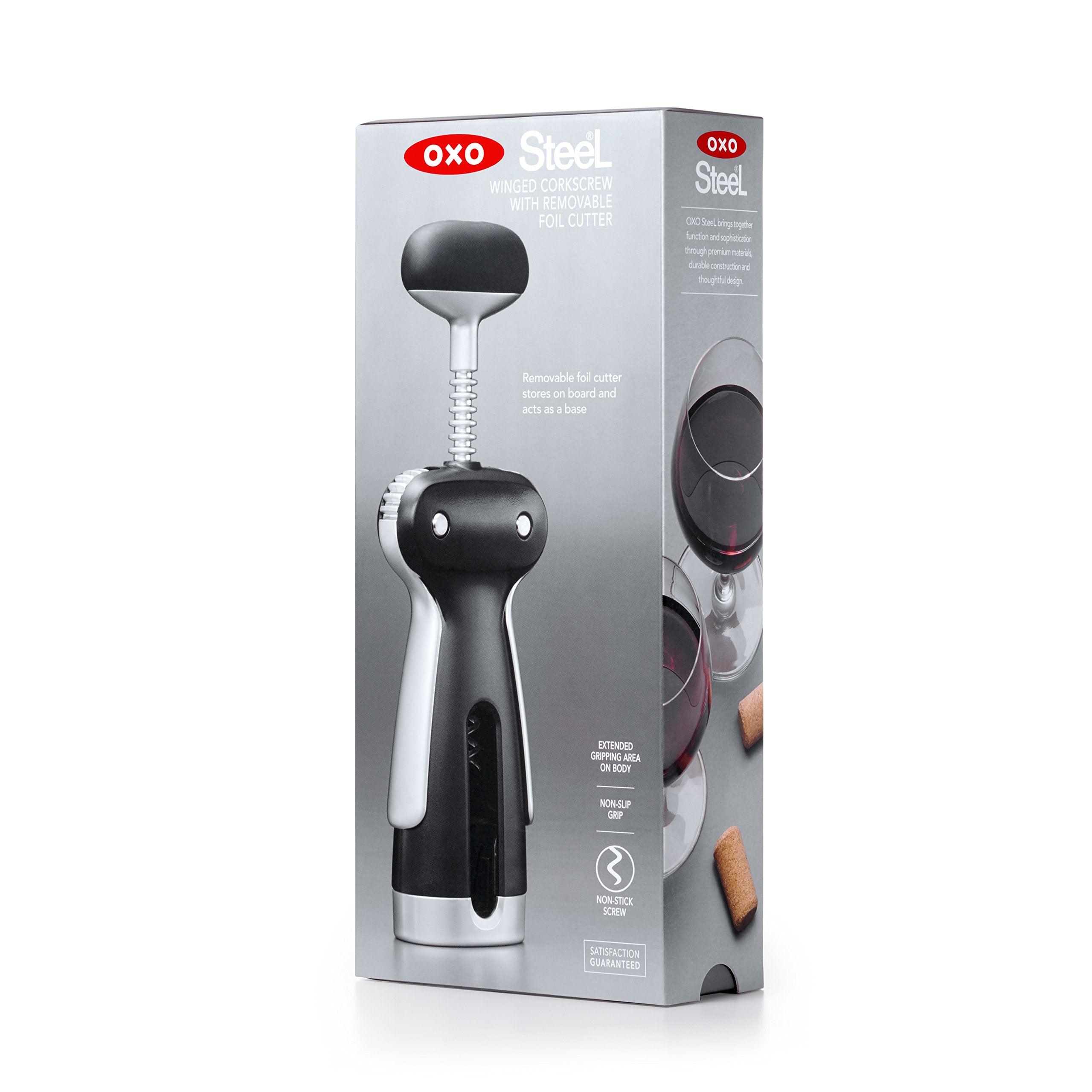 Soft non-slip knob turns smoothly for precise corking control