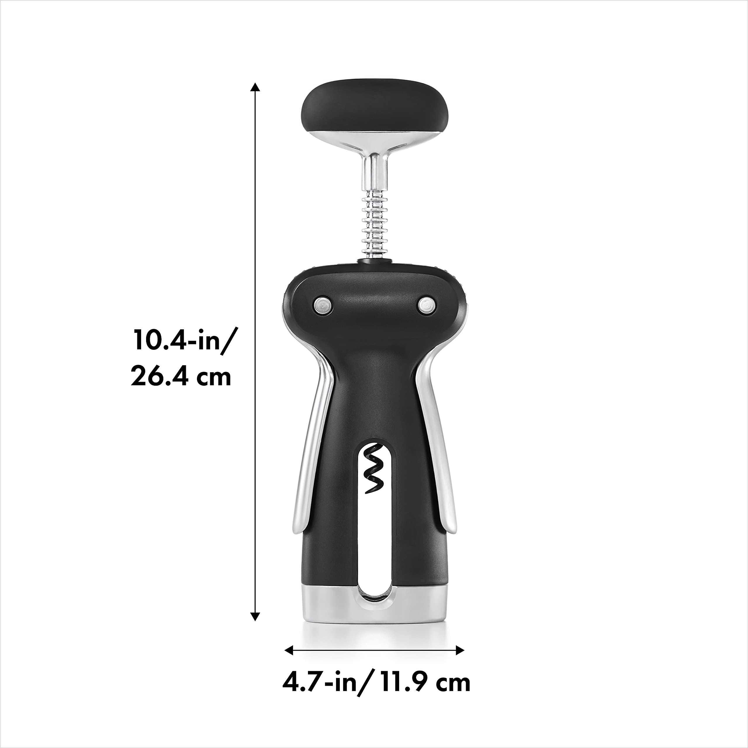 OXO SteeL Winged Corkscrew wings extended for effortless cork extraction