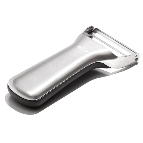 OXO Steel Y-Peeler contoured handle provides comfort and control