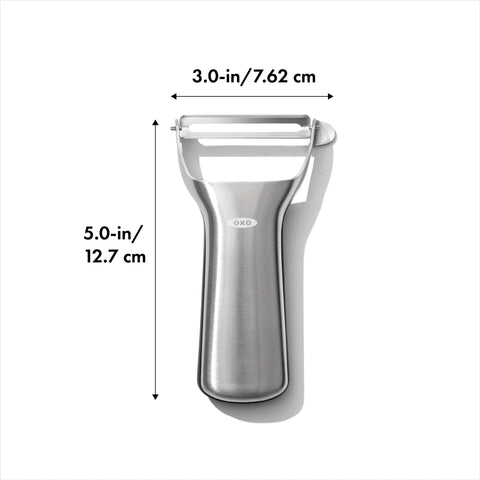OXO Steel Y-Peeler built-in potato eye remover saves time during prep