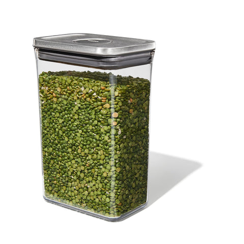 OXO STL POP rectangle medium airtight lid in action keeps pantry staples fresh.