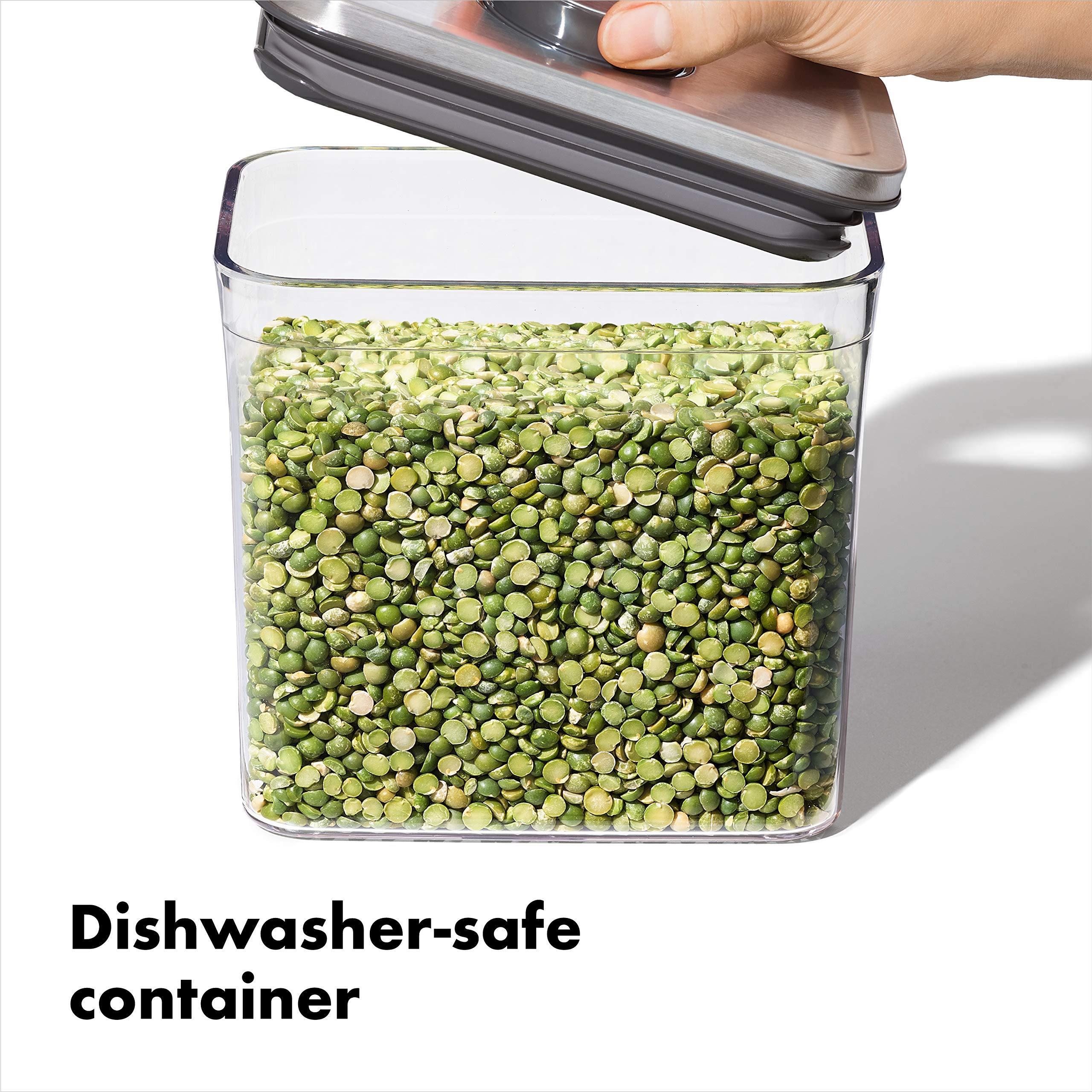 OXO STL POP rectangle medium ideal for rice, pasta, and lentils storage.