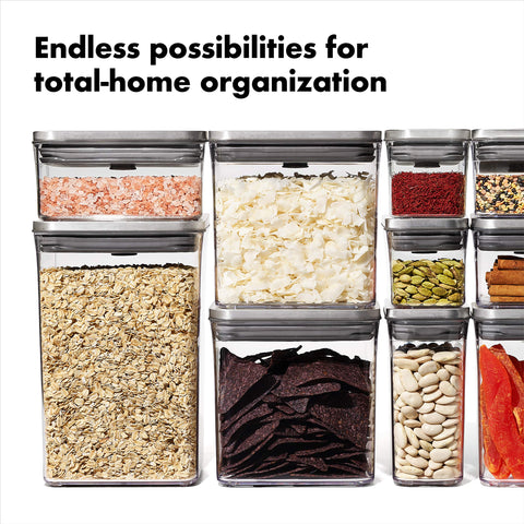 OXO STL POP rectangle medium keeps snacks fresh and organized.