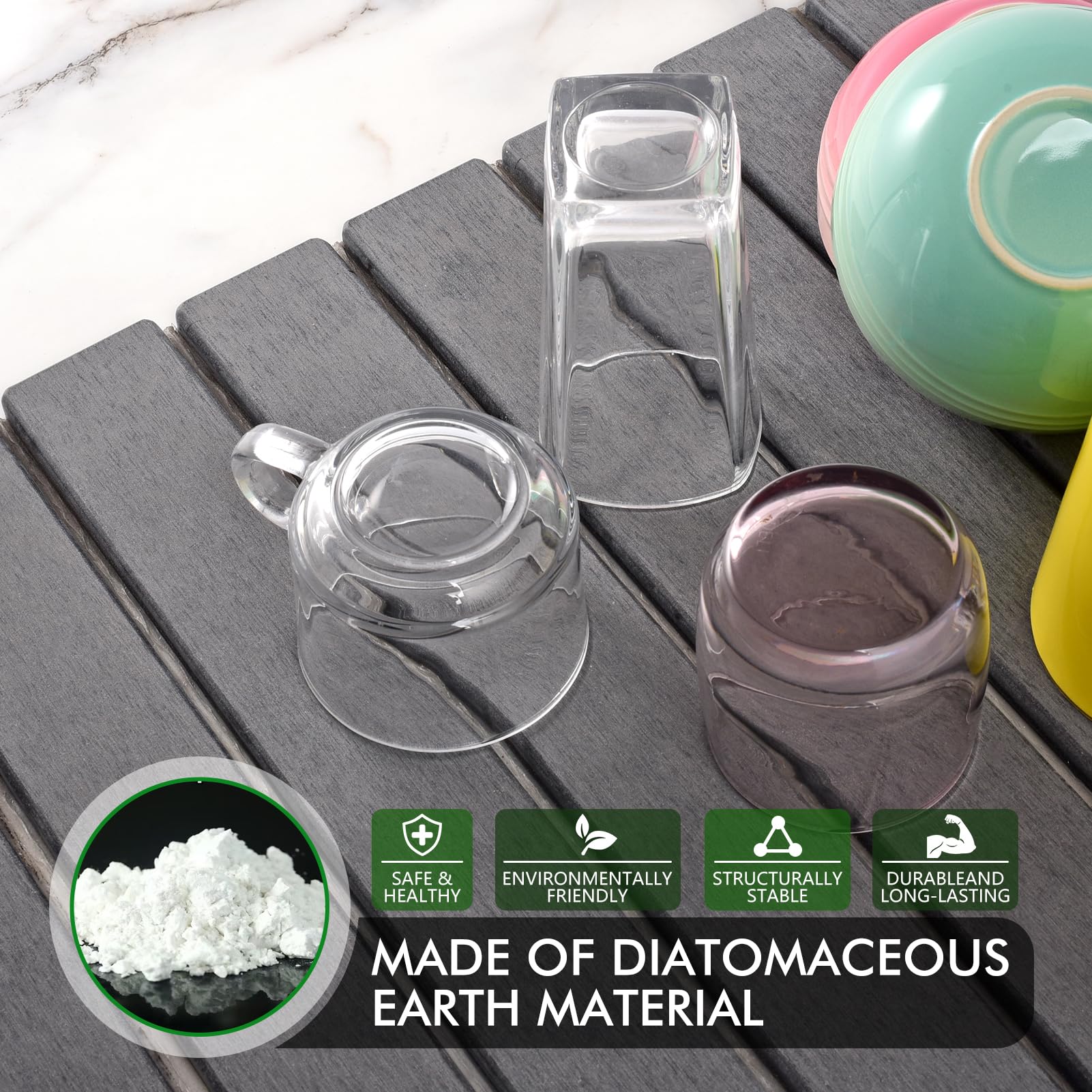 Oxydrily easy-clean stone surface resists oils and pigments.