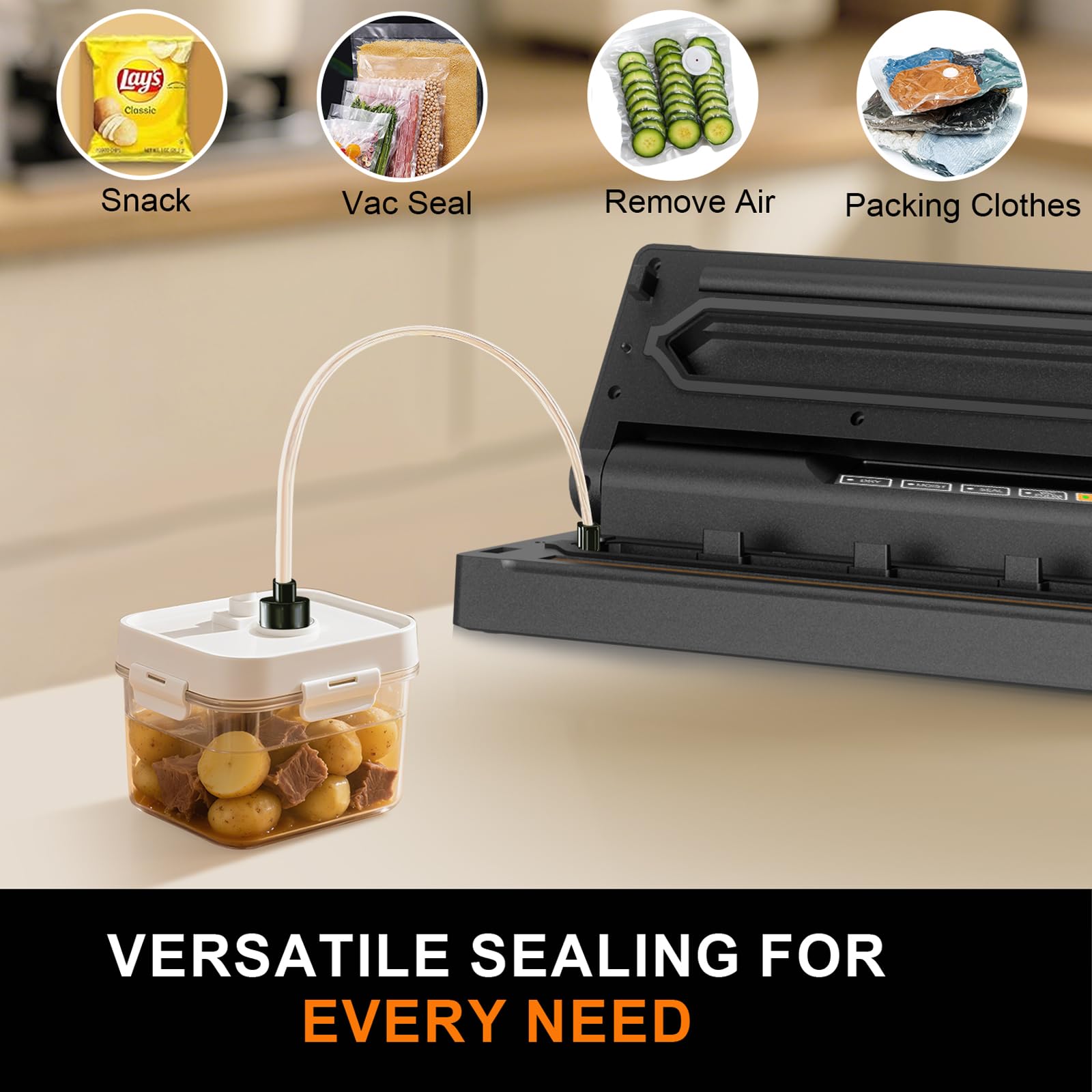 OXYVOID vacuum sealer with included bag rolls ready to use.