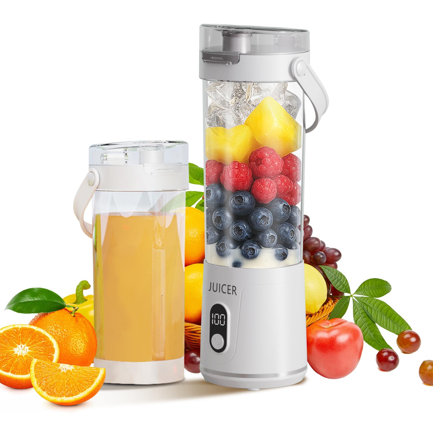 Oxzeps portable juicer 600ml cup for on-the-go smoothies.