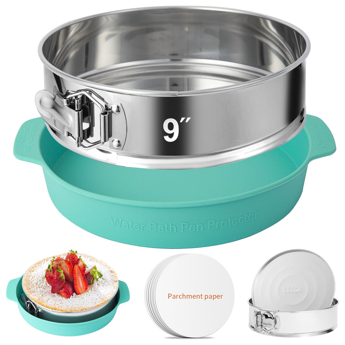 OYAOL 9-inch springform pan with secure-lock buckles for leak-free baking.