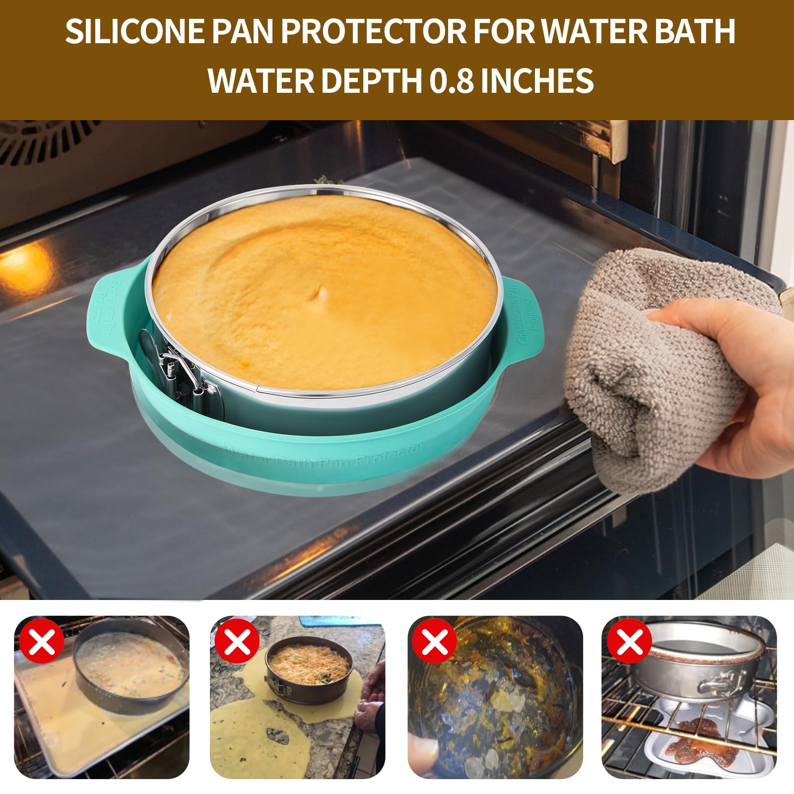 OYAOL water bath setup with protector to prevent leaks during bake.