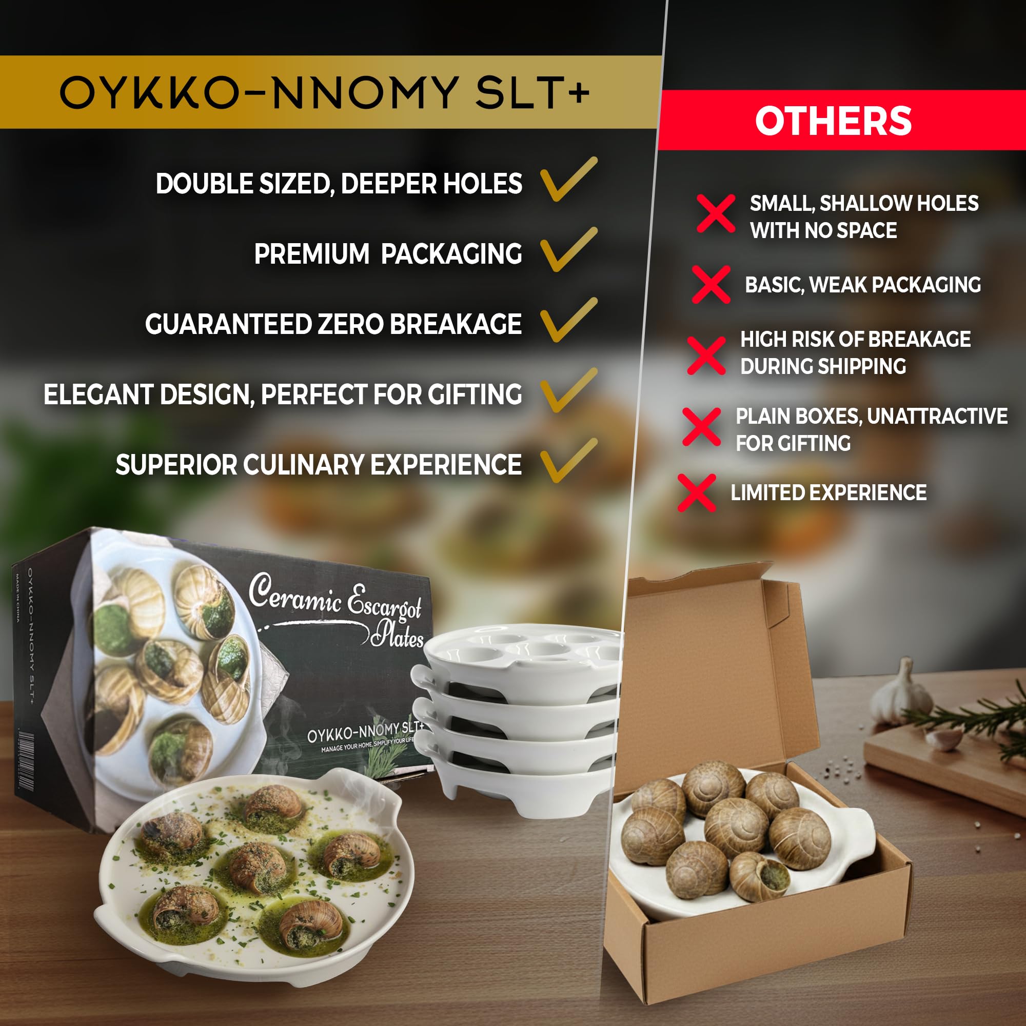 OYKKO-NNOMY SLT+ escargot set packed in a premium gift box, ideal for gifting.