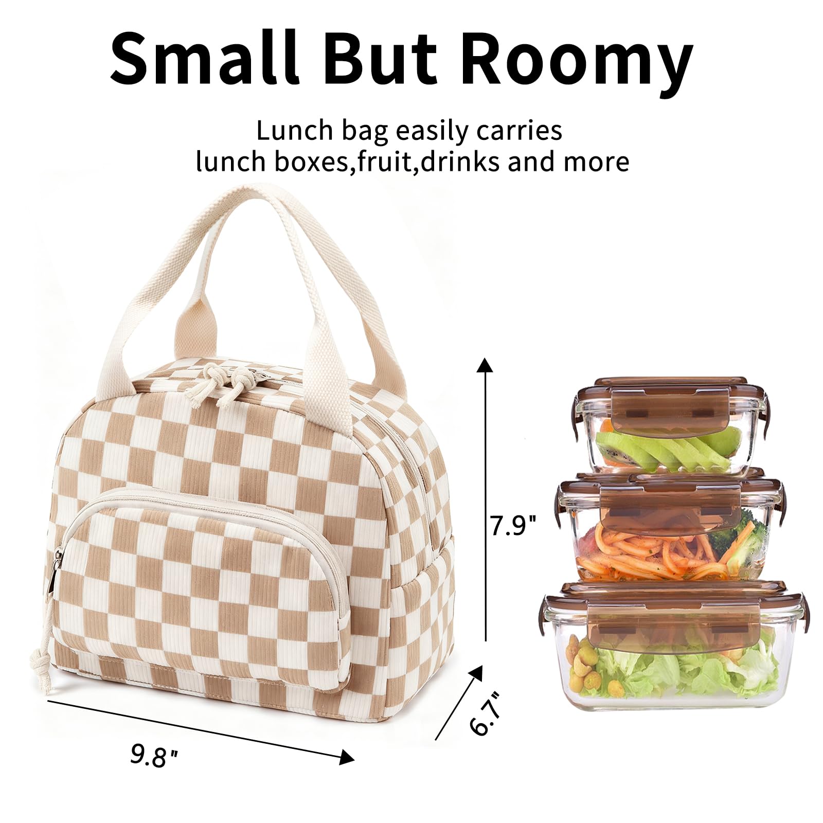 OYLOLA lunch tote with front pocket for utensils and snacks