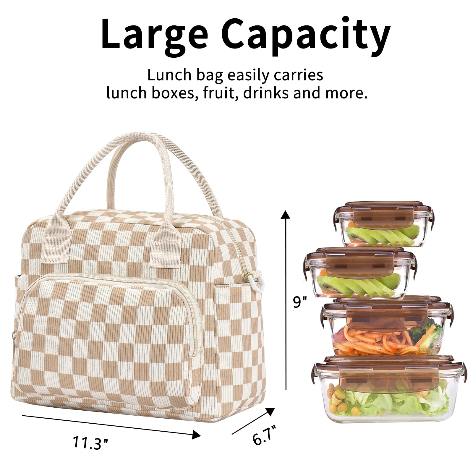 Large-capacity lunch bag holding meals and drinks for busy days